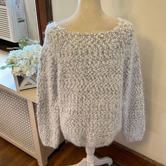 Buffalo David Bitton white gray fuzzy long sleeve sweater Size XL EUC - Picture 5 of 10